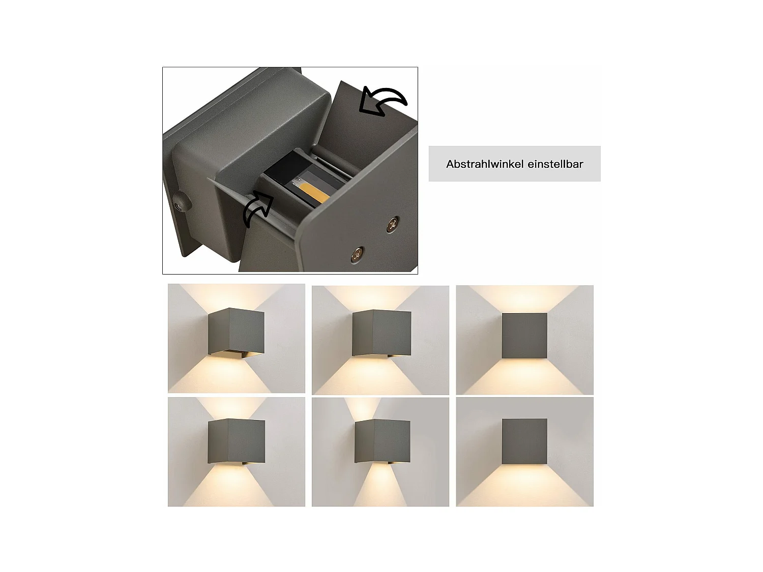 NETTLIFE Applique LED 5W -Lampe Murale Extérieur/Intérieure  gris,double faisceau réglable étanche IP65 230V 3000K