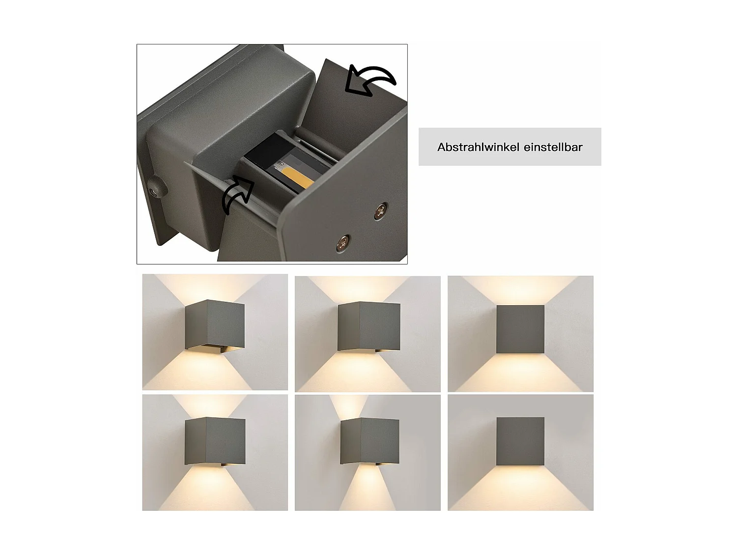 NETTLIFE Applique LED 5W -Lampe Murale Extérieur/Intérieure  gris,double faisceau réglable étanche IP65 230V 3000K