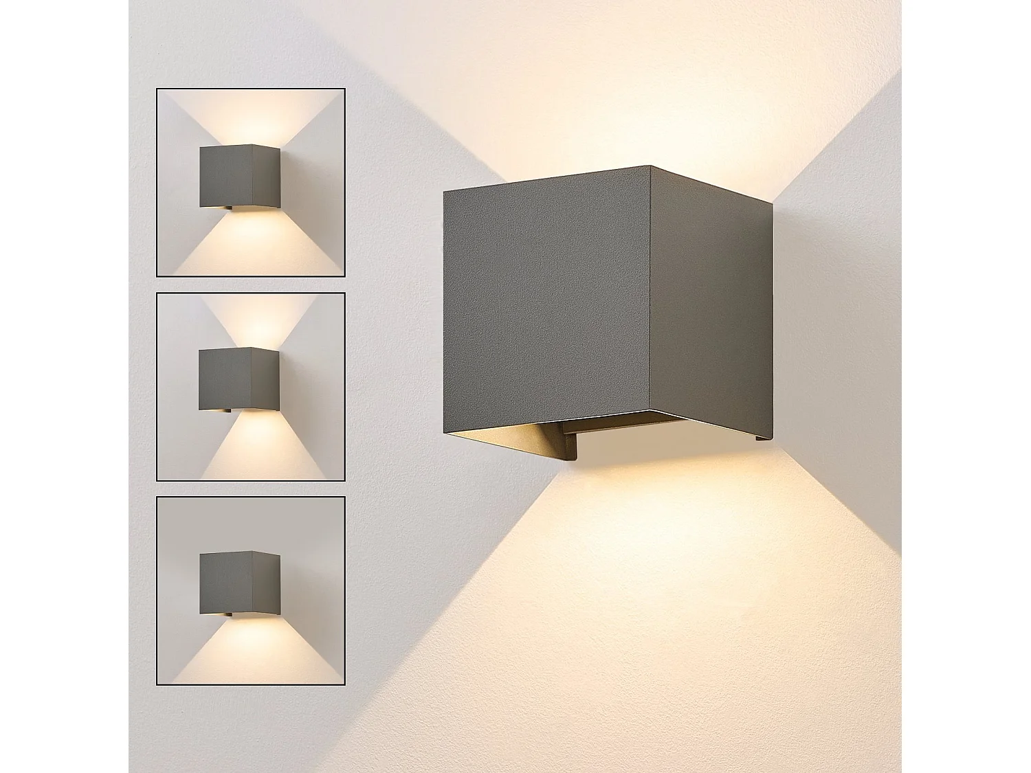 NETTLIFE Applique LED 5W -Lampe Murale Extérieur/Intérieure  gris,double faisceau réglable étanche IP65 230V 3000K