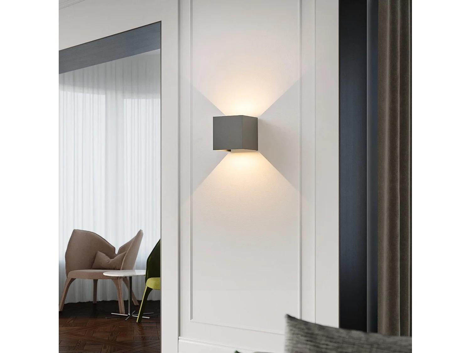 NETTLIFE Applique LED 5W -Lampe Murale Extérieur/Intérieure  gris，double faisceau réglable étanche IP65 230V 3000K