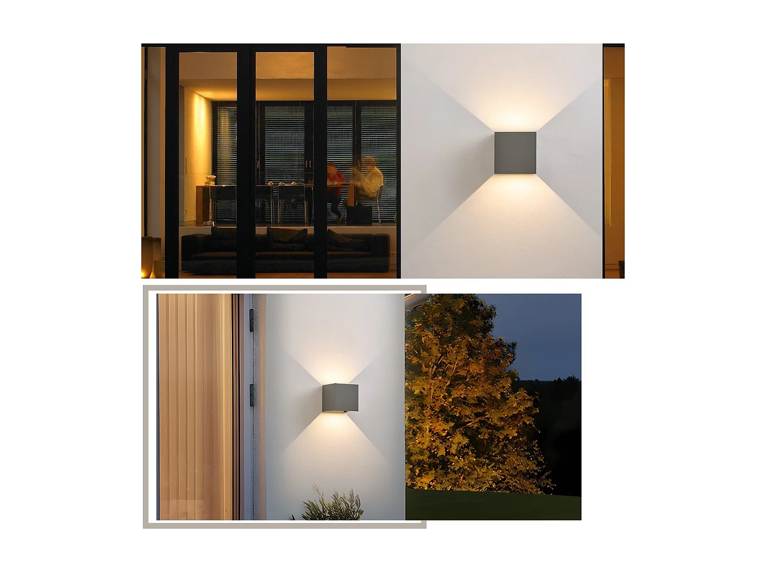 NETTLIFE Applique LED 5W -Lampe Murale Extérieur/Intérieure  gris，double faisceau réglable étanche IP65 230V 3000K