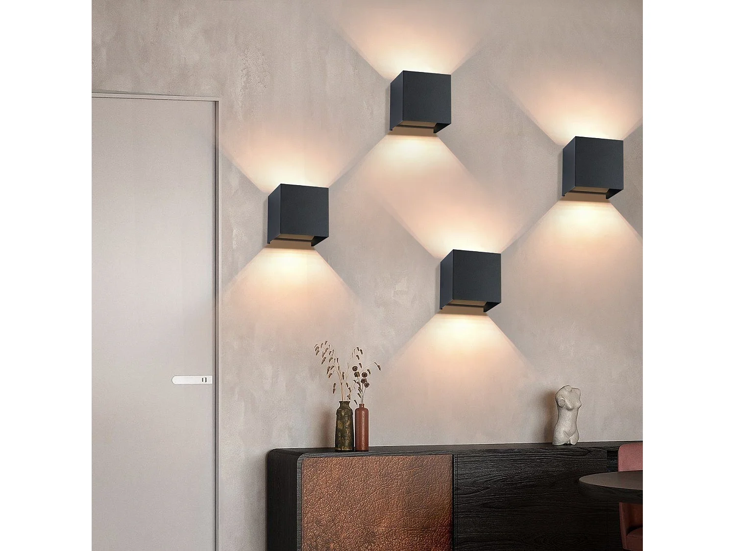 NETTLIFE Czarny kinkiet zewnętrzny LED, góra, dół, IP65, 3000K, do klatek schodowych