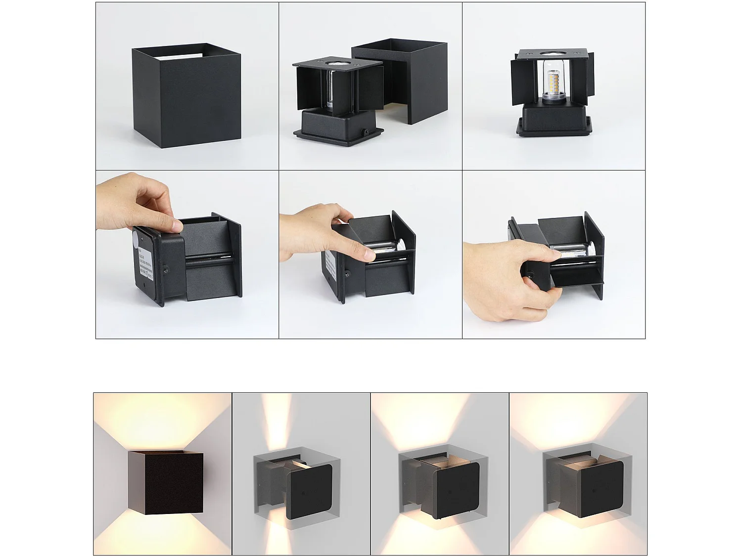 NETTLIFE Czarny kinkiet zewnętrzny LED, góra, dół, IP65, 3000K, do klatek schodowych