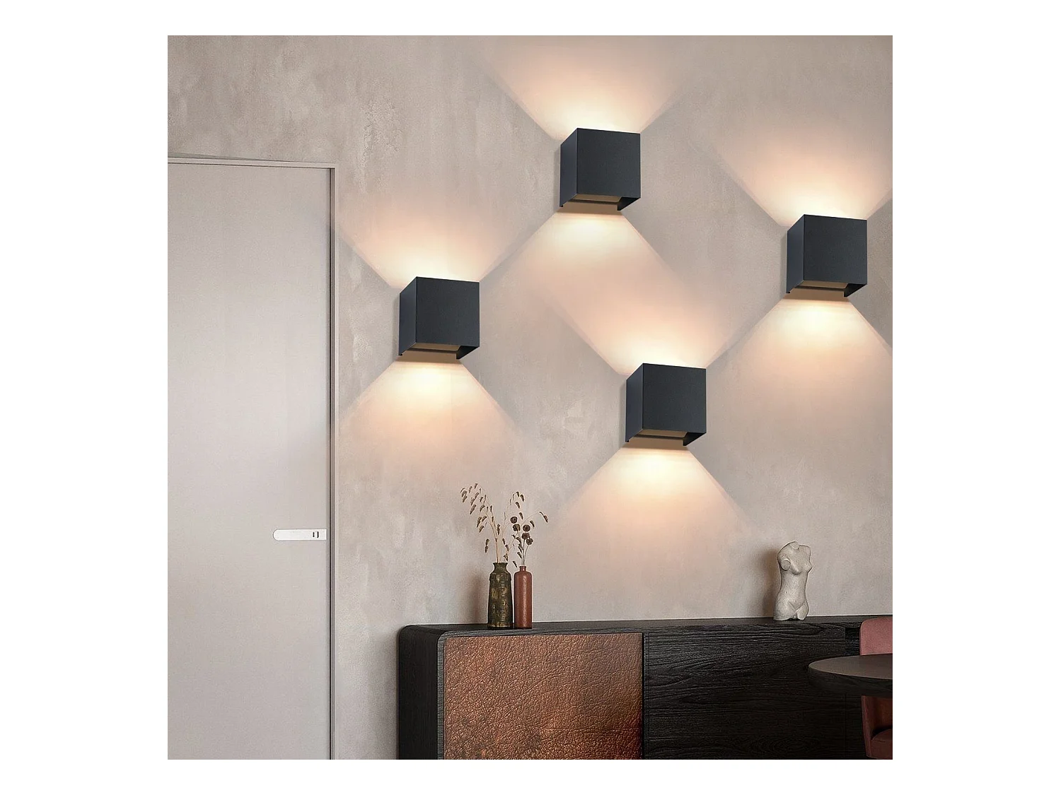 NETTLIFE Applique Murale Extérieure LED Noire, Up Down, IP65, 3000K, pour Cage d’Escalier