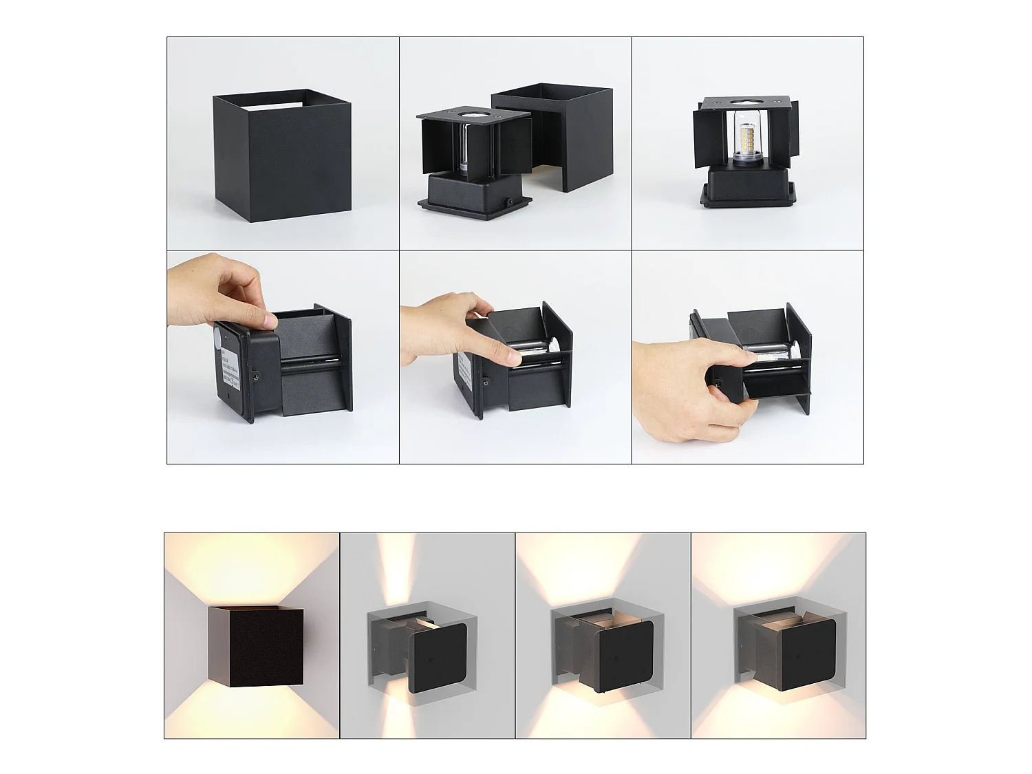 NETTLIFE Applique Murale Extérieure LED Noire, Up Down, IP65, 3000K, pour Cage d’Escalier