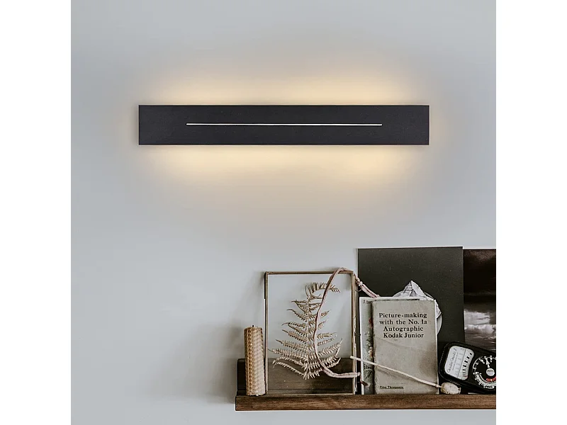 NETTLIFE Wandapparaat voor Binnengebruik, LED - wandlamp met een lengte van 30 cm, moderne ganglamp in warm wit, zwarte kamer, traplamp, 8W, muurverlichting.