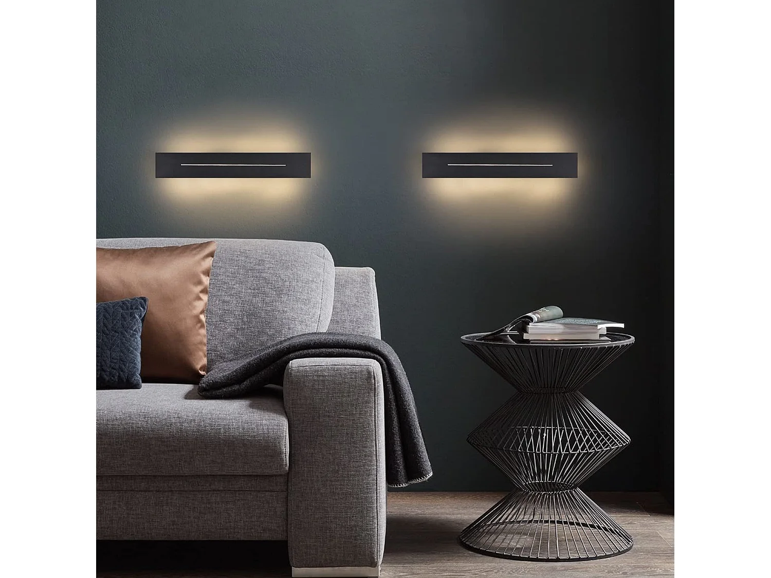 NETTLIFE Kinkiet wewnętrzny LED 30CM nowoczesna lampa korytarzowa ciepły biały sypialnia czarna lampa schodowa 8W oświetlenie ścienne