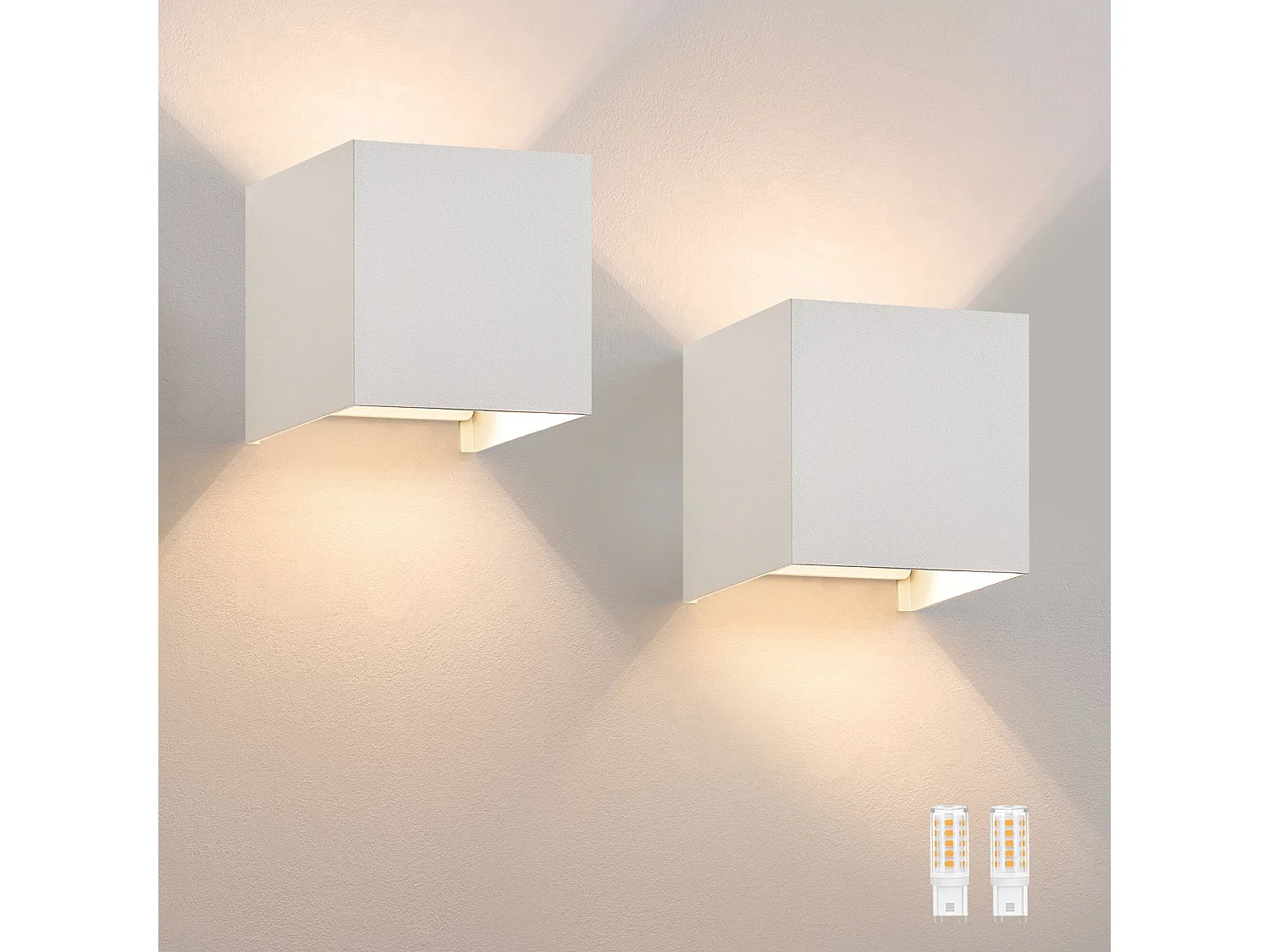 NETTLIFE Zestaw 2 kinkietów LED Ext, ciepła biel IP65, do domu, sypialni, klatki schodowej