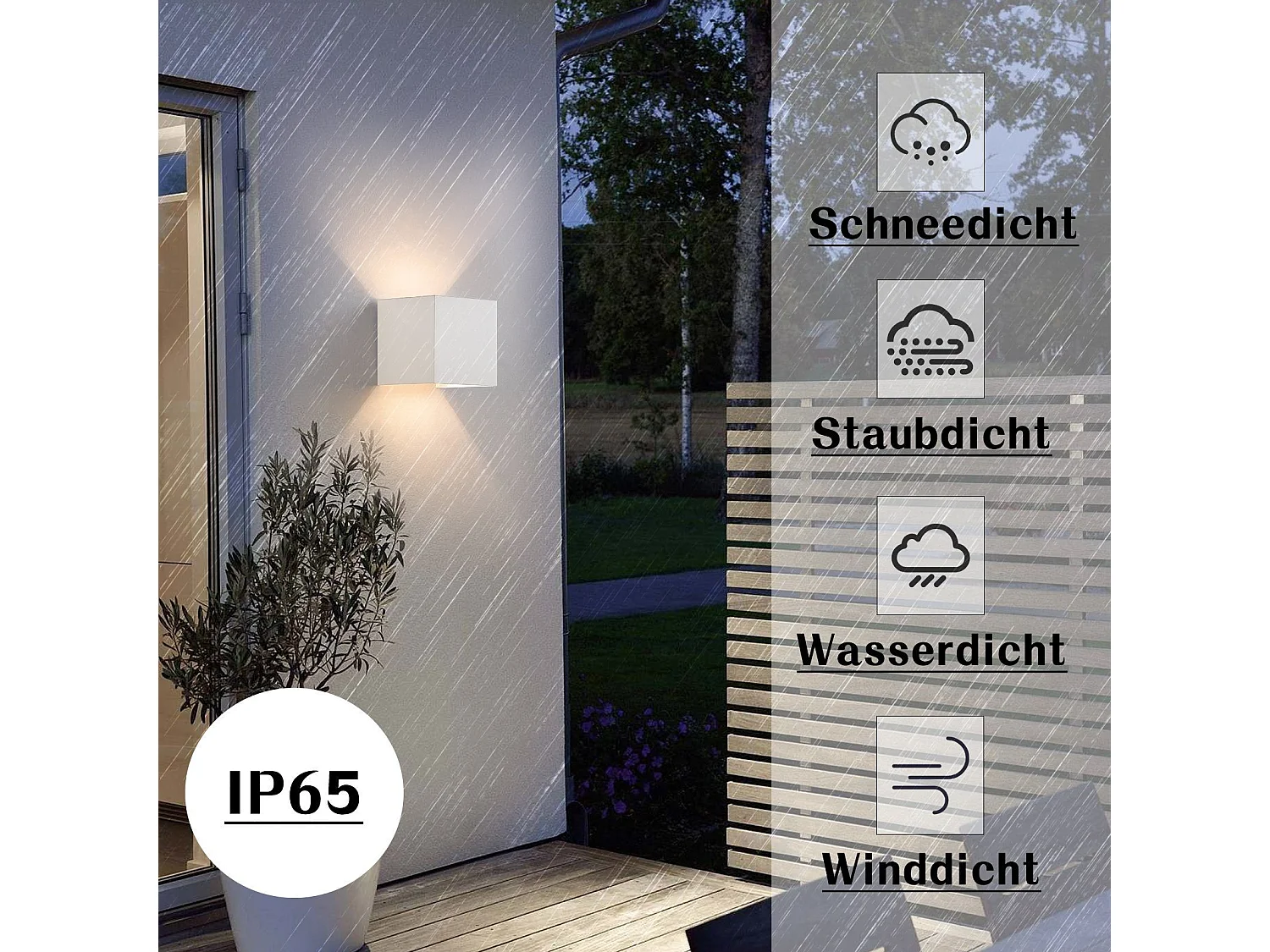 NETTLIFE Zestaw 2 kinkietów LED Ext, ciepła biel IP65, do domu, sypialni, klatki schodowej