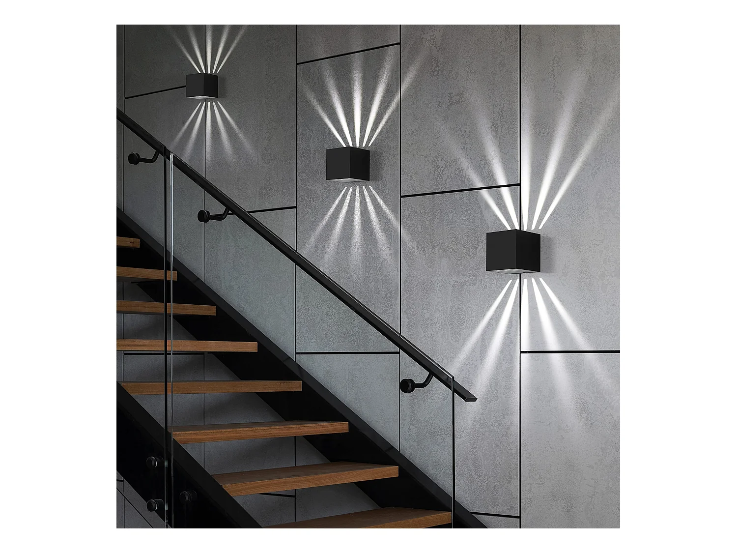 NETTLIFE 2 - delen Wandlamp met LED voor binnen en buiten - Zwart, buitenlamp IP65, waterdicht, buitenwandlamp, 3000K koude wit, up - down, 10W.