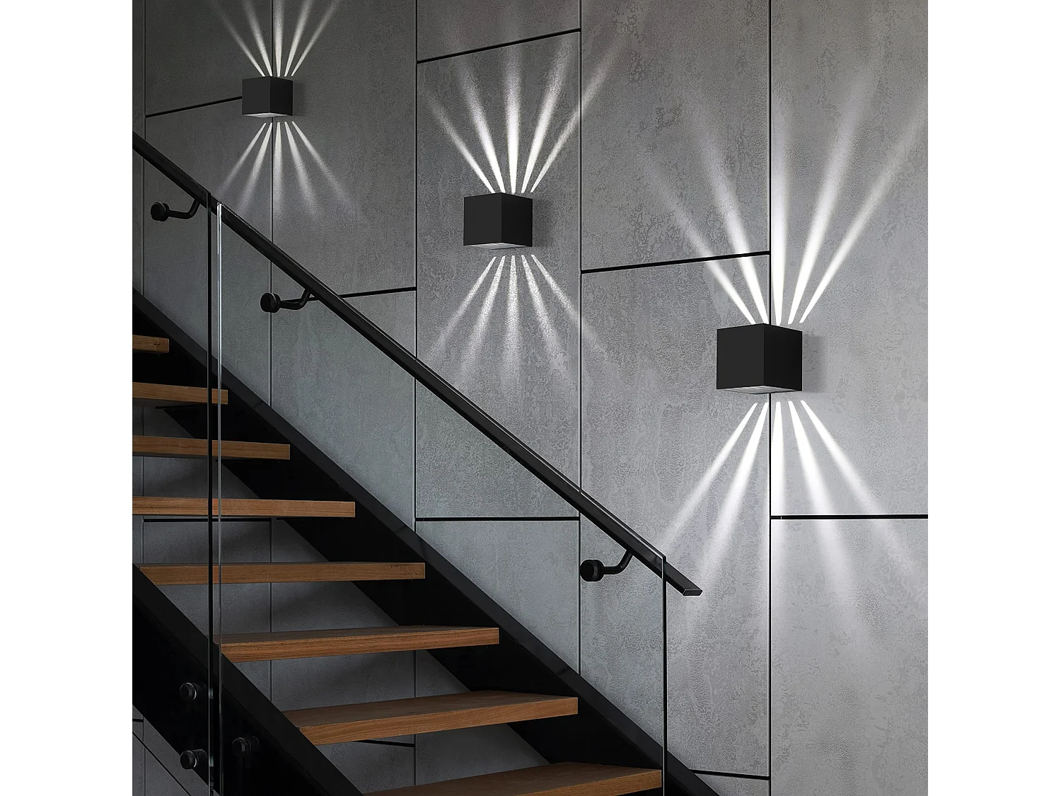 NETTLIFE 2 Stück LED-Wandleuchte für drinnen und draußen – schwarze Außenlampe, IP65, wasserdicht, Wandlampe für draußen, 3000 K, kaltweiß, Up-Down, 10 W