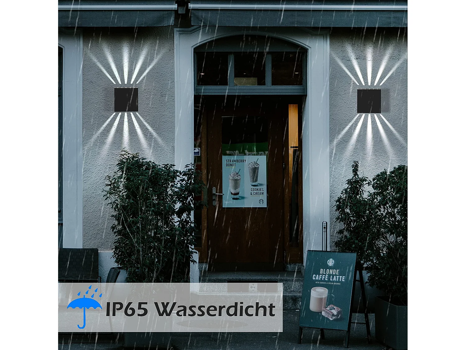 NETTLIFE 2 Stück LED-Wandleuchte für drinnen und draußen – schwarze Außenlampe, IP65, wasserdicht, Wandlampe für draußen, 3000 K, kaltweiß, Up-Down, 10 W