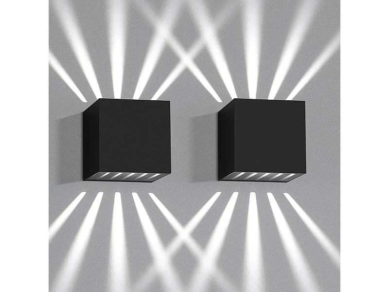 NETTLIFE 2 - delen Wandlamp met LED voor binnen en buiten - Zwart, buitenlamp IP65, waterdicht, buitenwandlamp, 3000K koude wit, up - down, 10W.