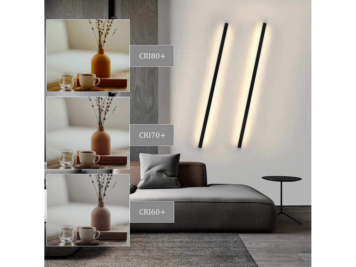 NETTLIFE Innen LED-Wandlampe, schwarz, dimmbar, 100 cm, modern, 15 W, Flurleuchte, Wandbeleuchtung