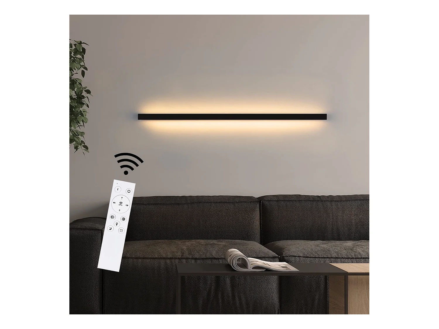 NETTLIFE Applique murale LED pour intérieur, noir, variable, 100 cm, moderne, 15 W, lampe de couloir, éclairage mural