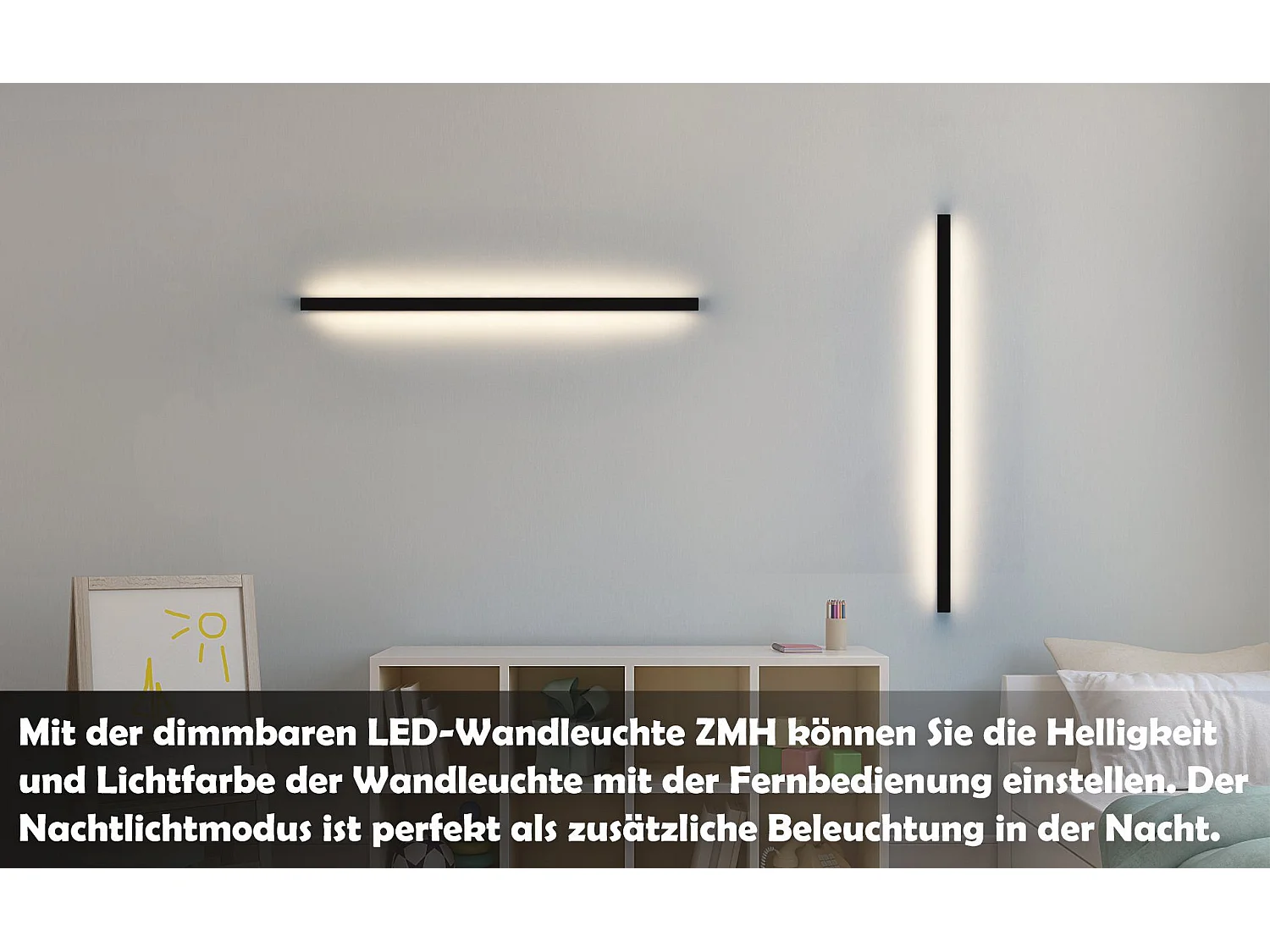 NETTLIFE Aplique LED para Interior Negro Regulable 100 cm Moderno 15 W Lámpara de Pasillo Iluminación de Pared