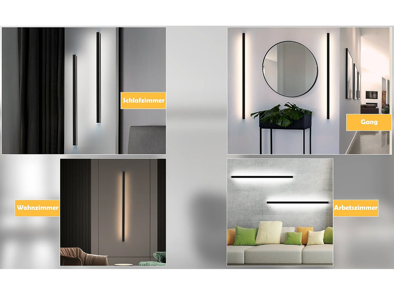 NETTLIFE Aplique LED para Interior Negro Regulable 100 cm Moderno 15 W Lámpara de Pasillo Iluminación de Pared