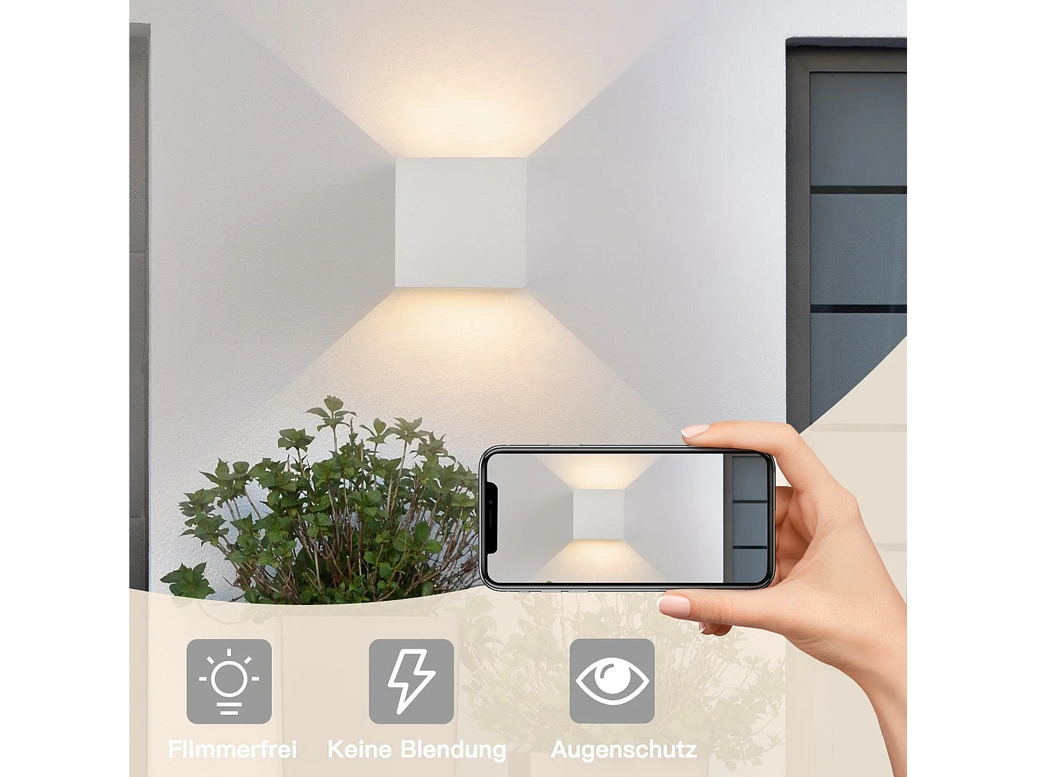 NETTLIFE Aplique LED 5W,4 piezas - Aplique Blanco Exterior/Interior, Doble Haz Regulable Impermeable IP65 230V 3000K