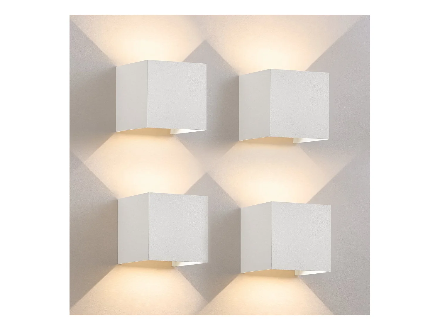 NETTLIFE Applique LED 5W,4 pièces -Lampe Murale Extérieur/Intérieure blanc，double faisceau réglable étanche IP65 230V 3000K