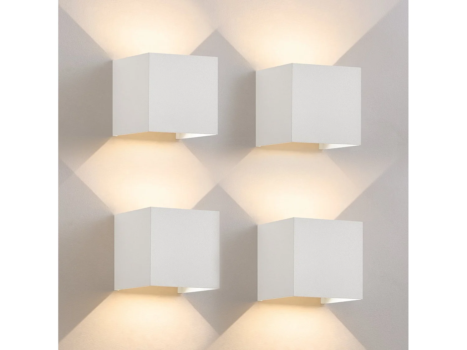 Applique LED 5w,4 Pièces -lampe Murale Extérieur/intérieure Blanc，double Faisceau Réglable Étanche