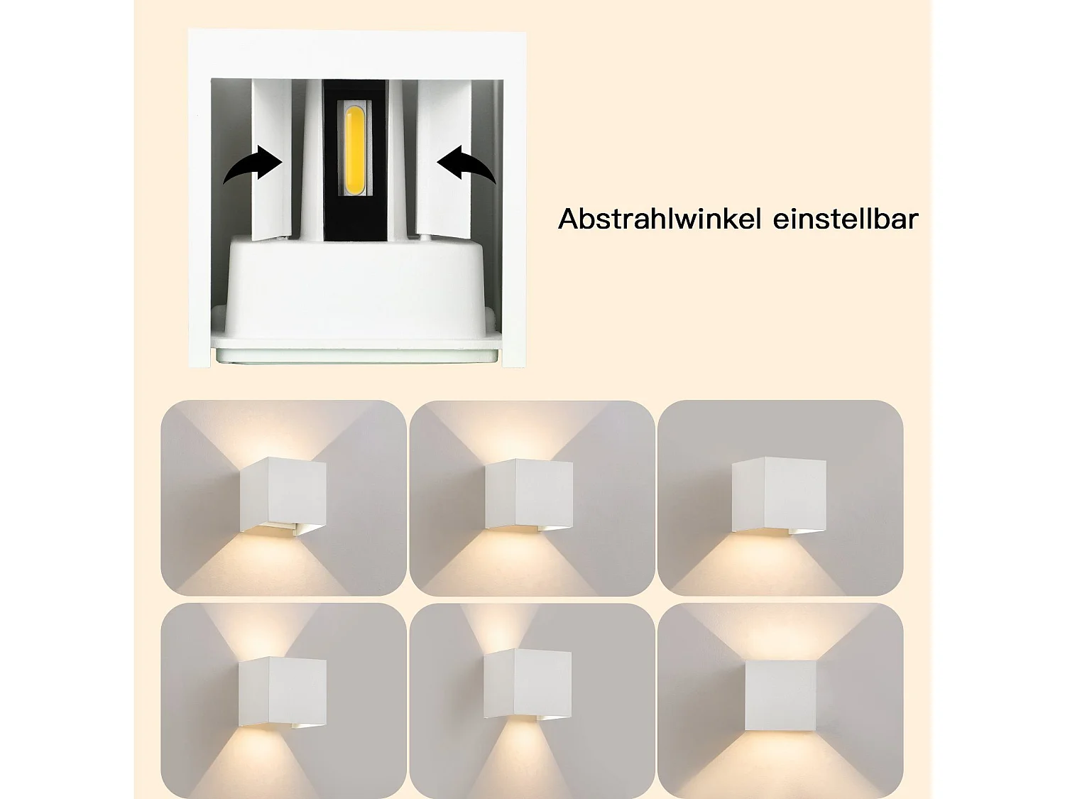Applique LED 5w,4 Pièces -lampe Murale Extérieur/intérieure Blanc，double Faisceau Réglable Étanche