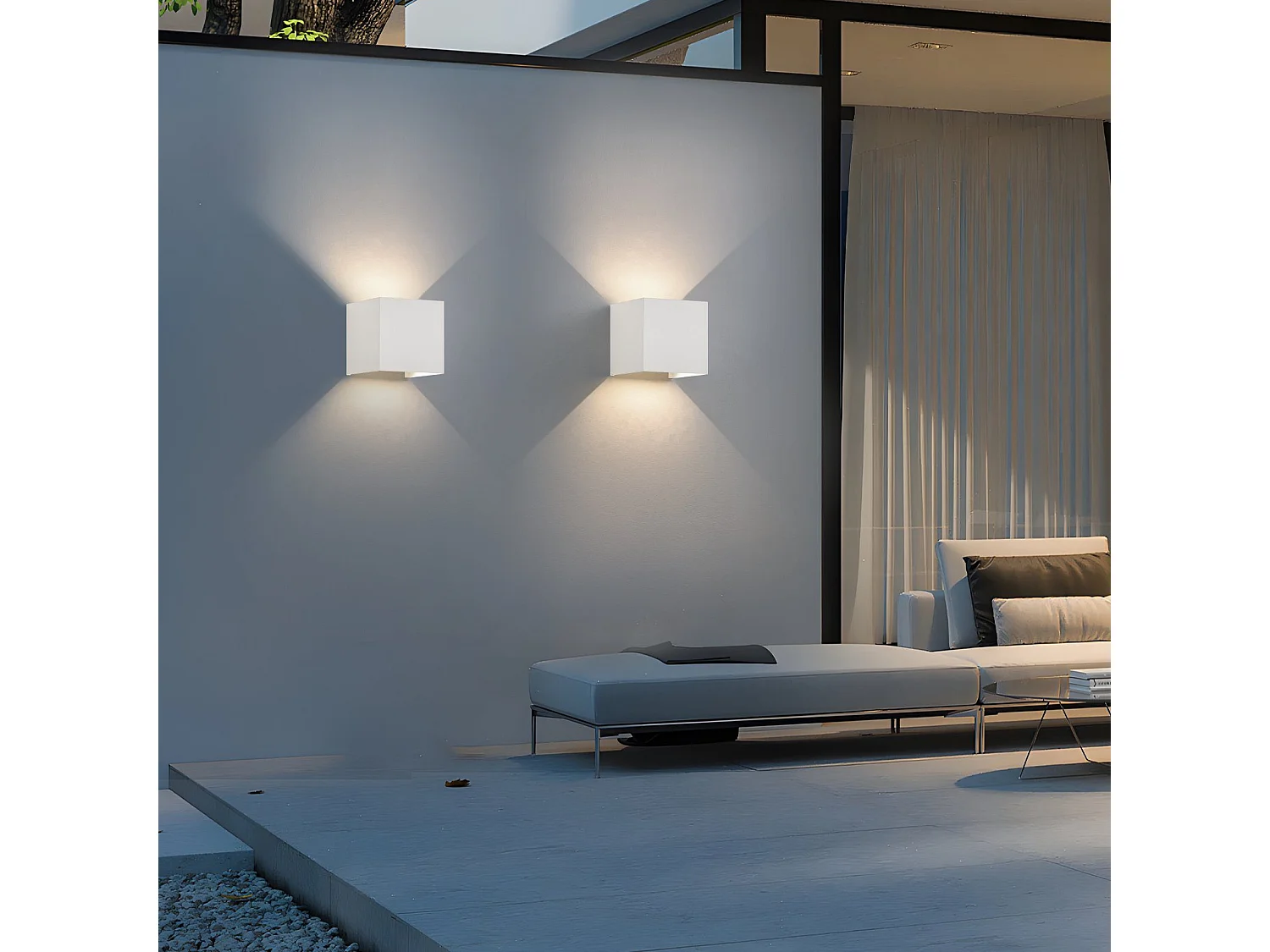 NETTLIFE Applique LED 5W,4 pièces -Lampe Murale Extérieur/Intérieure blanc，double faisceau réglable étanche IP65 230V 3000K