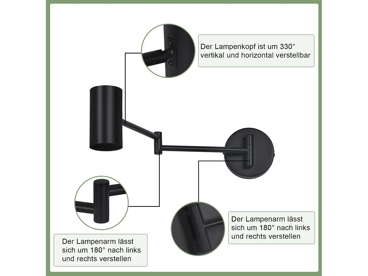 NETTLIFE Zwart binnenwandafdekstuk - Vintage slaapkamerwandafdekstuk GU10 - Zonder gloeilamp