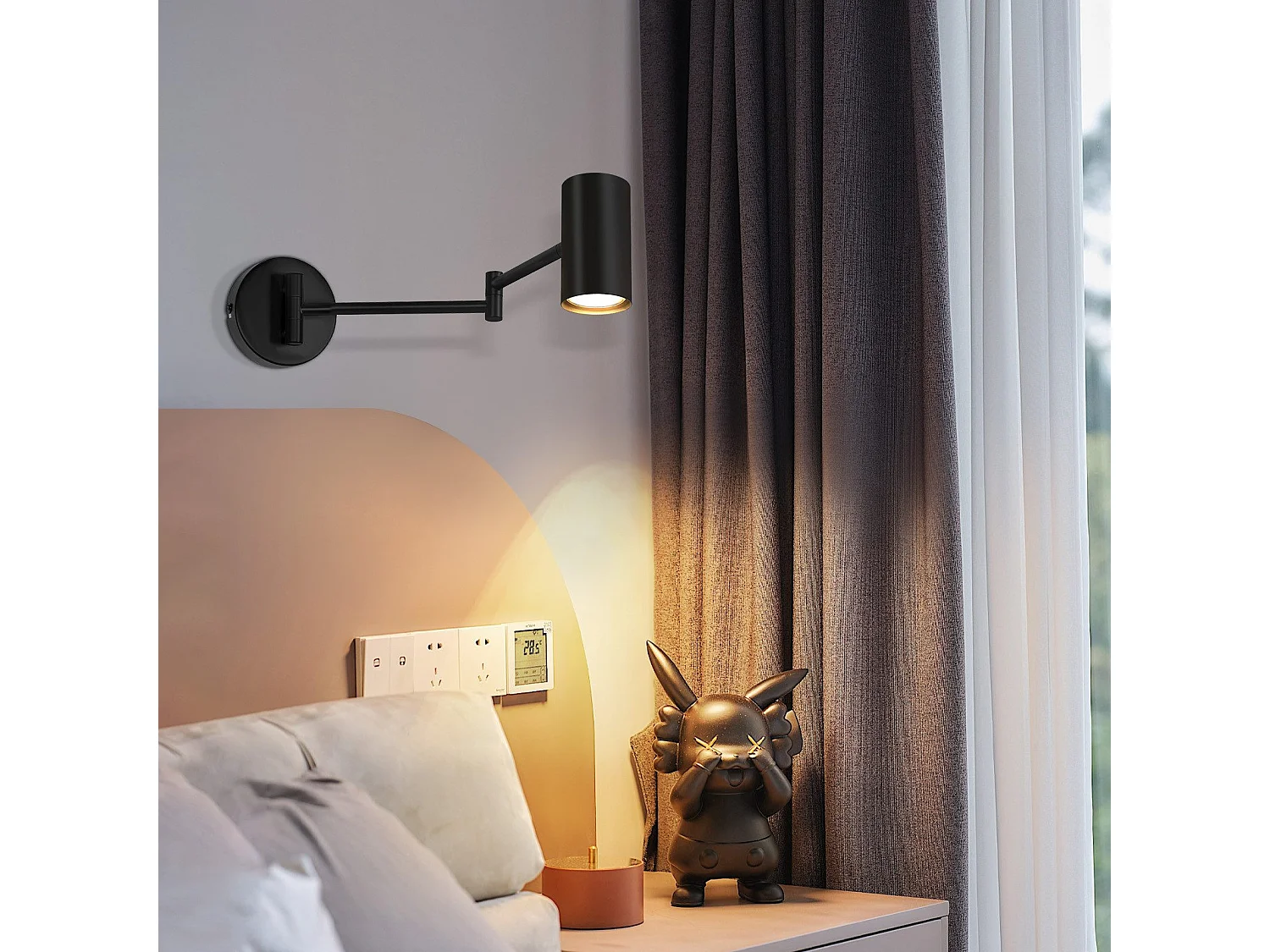 NETTLIFE Zwart binnenwandafdekstuk - Vintage slaapkamerwandafdekstuk GU10 - Zonder gloeilamp