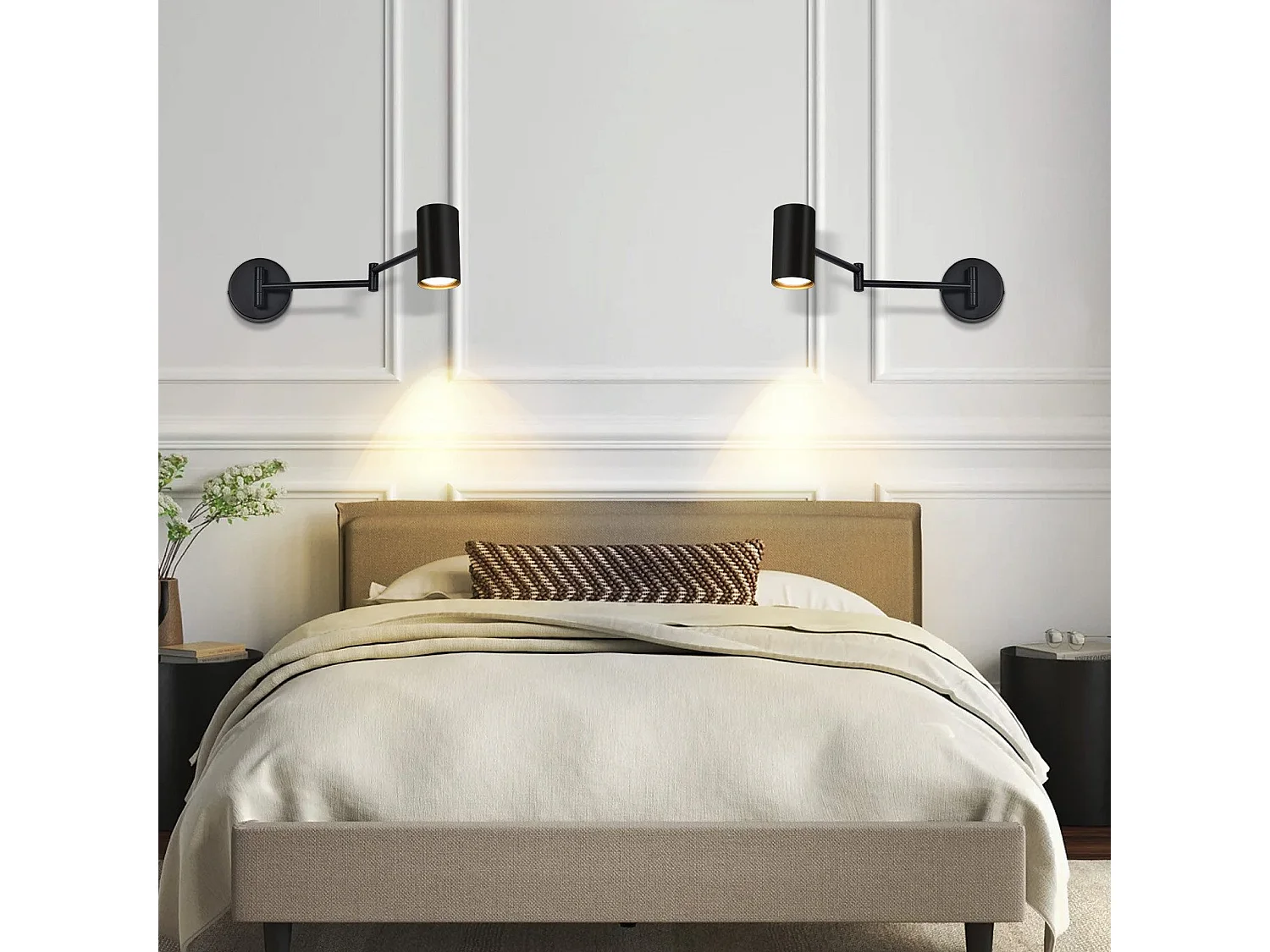 NETTLIFE Applique murale intérieure noire - Applique murale vintage Chambre à coucher GU10  - Sans ampoule