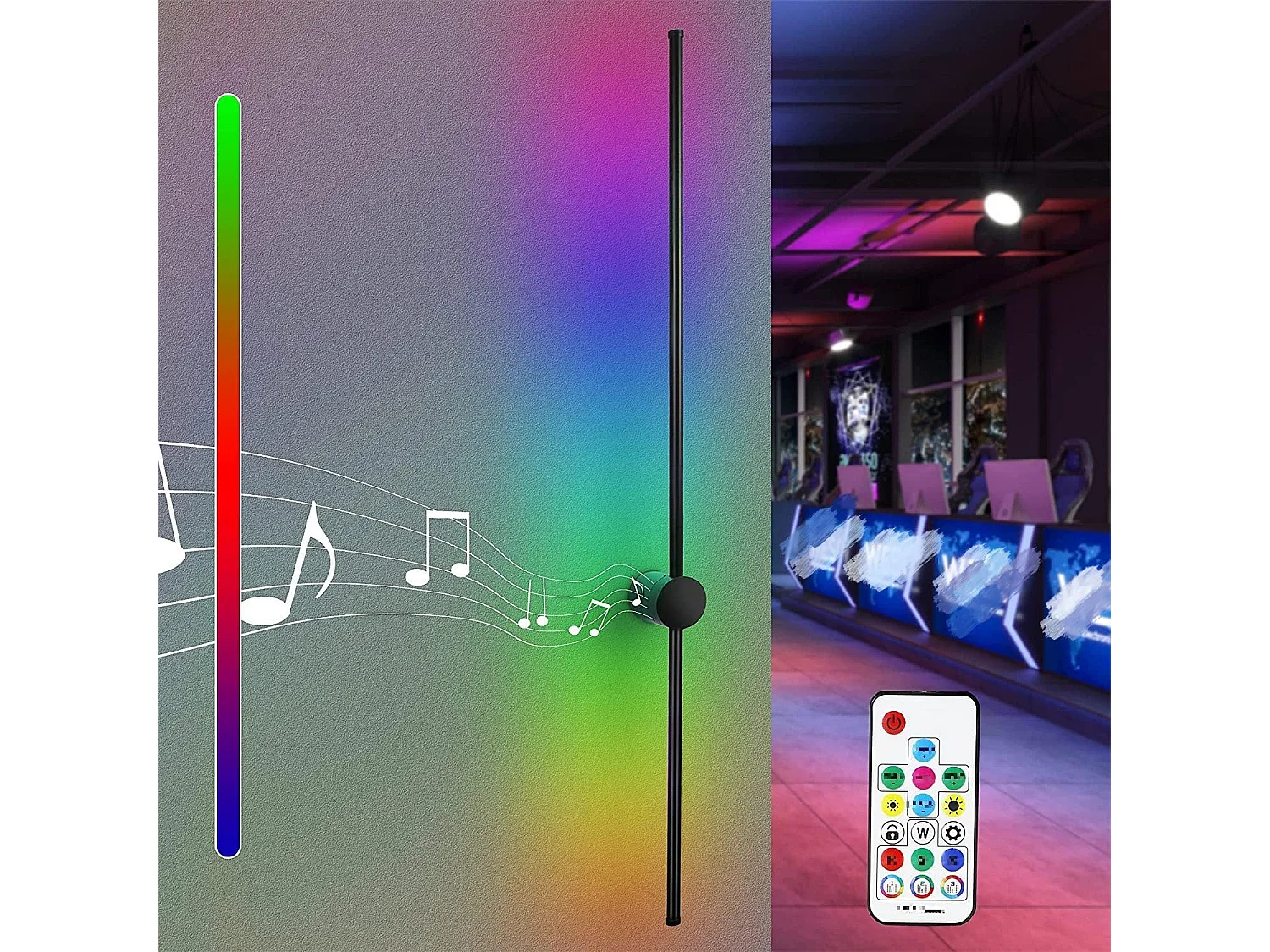 NETTLIFE Led Indoor Wand Lampe: 100CM RGB Schwarz Musik Flur Licht