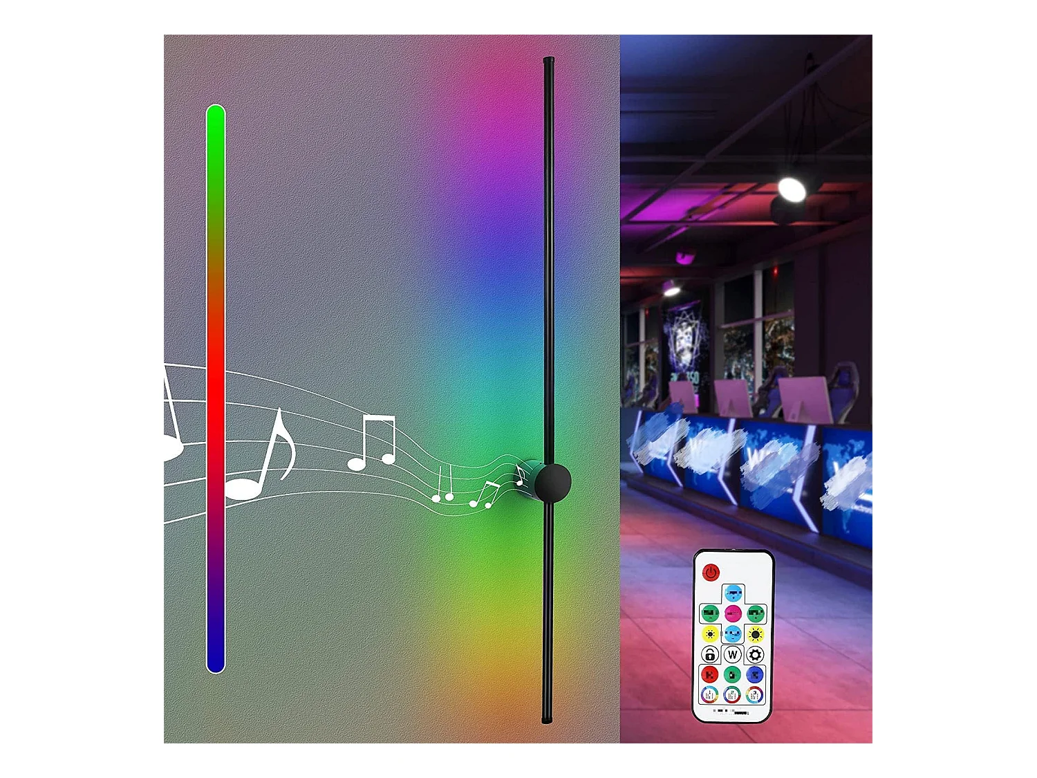NETTLIFE Led lampe murale intérieure :lumière de l'étrier 100CM RGB Noir Musique Lampe de couloir