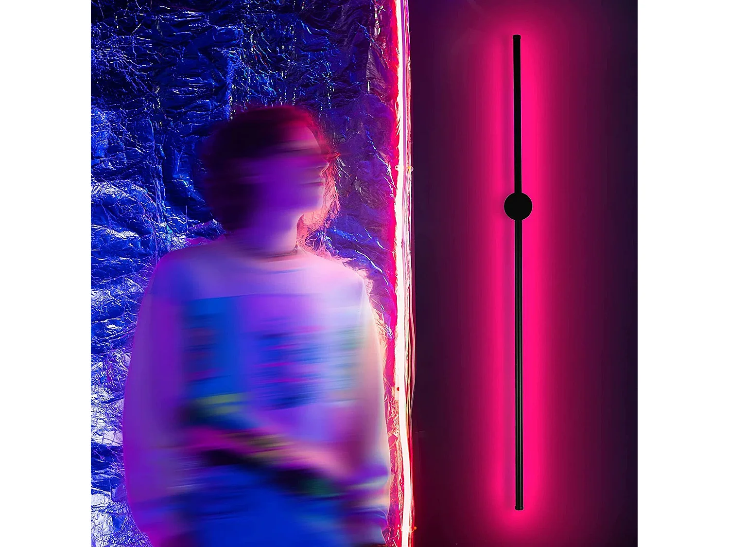 NETTLIFE Led lampe murale intérieure :lumière de l'étrier 100CM RGB Noir Musique Lampe de couloir
