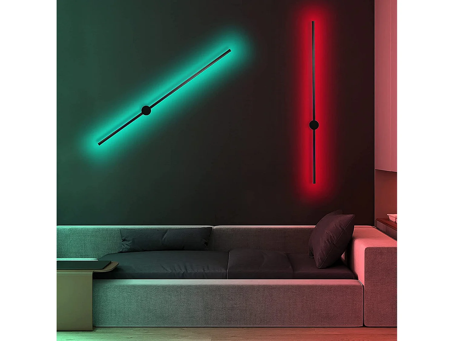 NETTLIFE Led lampe murale intérieure :lumière de l'étrier 100CM RGB Noir Musique Lampe de couloir