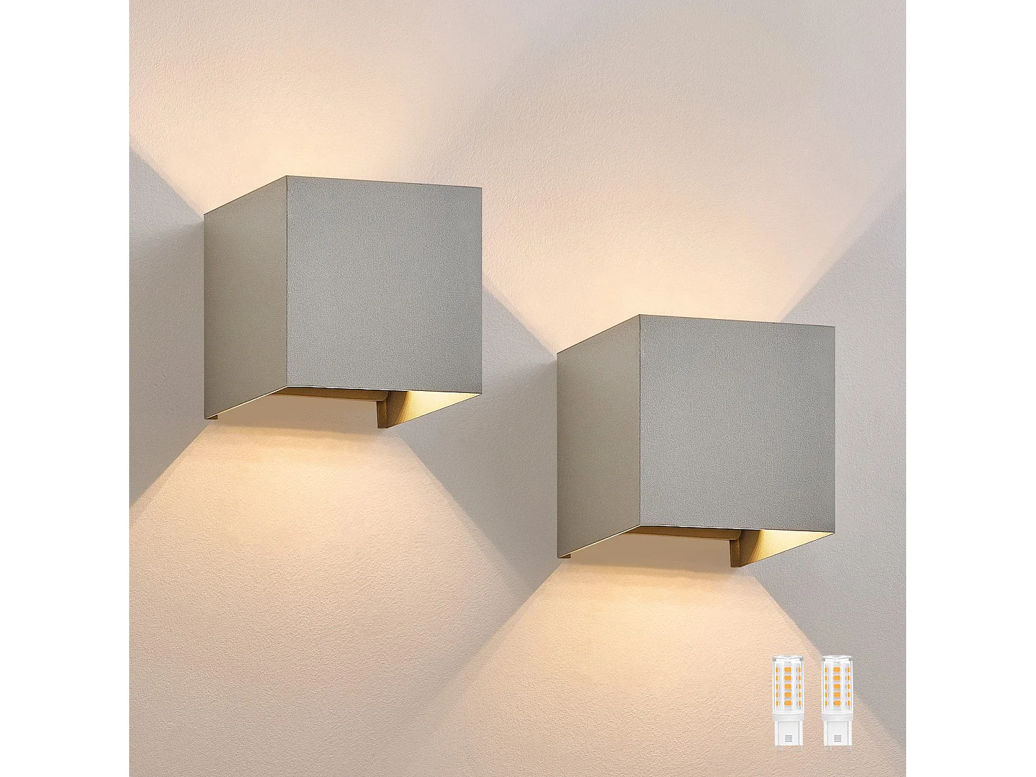 NETTLIFE Zestaw 2 kinkietów LED Ext, ciepła biel IP65, antracyt, do domu, na klatkę schodową