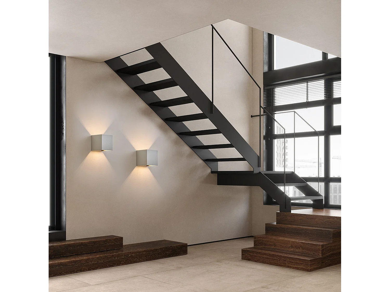 NETTLIFE Zestaw 2 kinkietów LED Ext, ciepła biel IP65, antracyt, do domu, na klatkę schodową