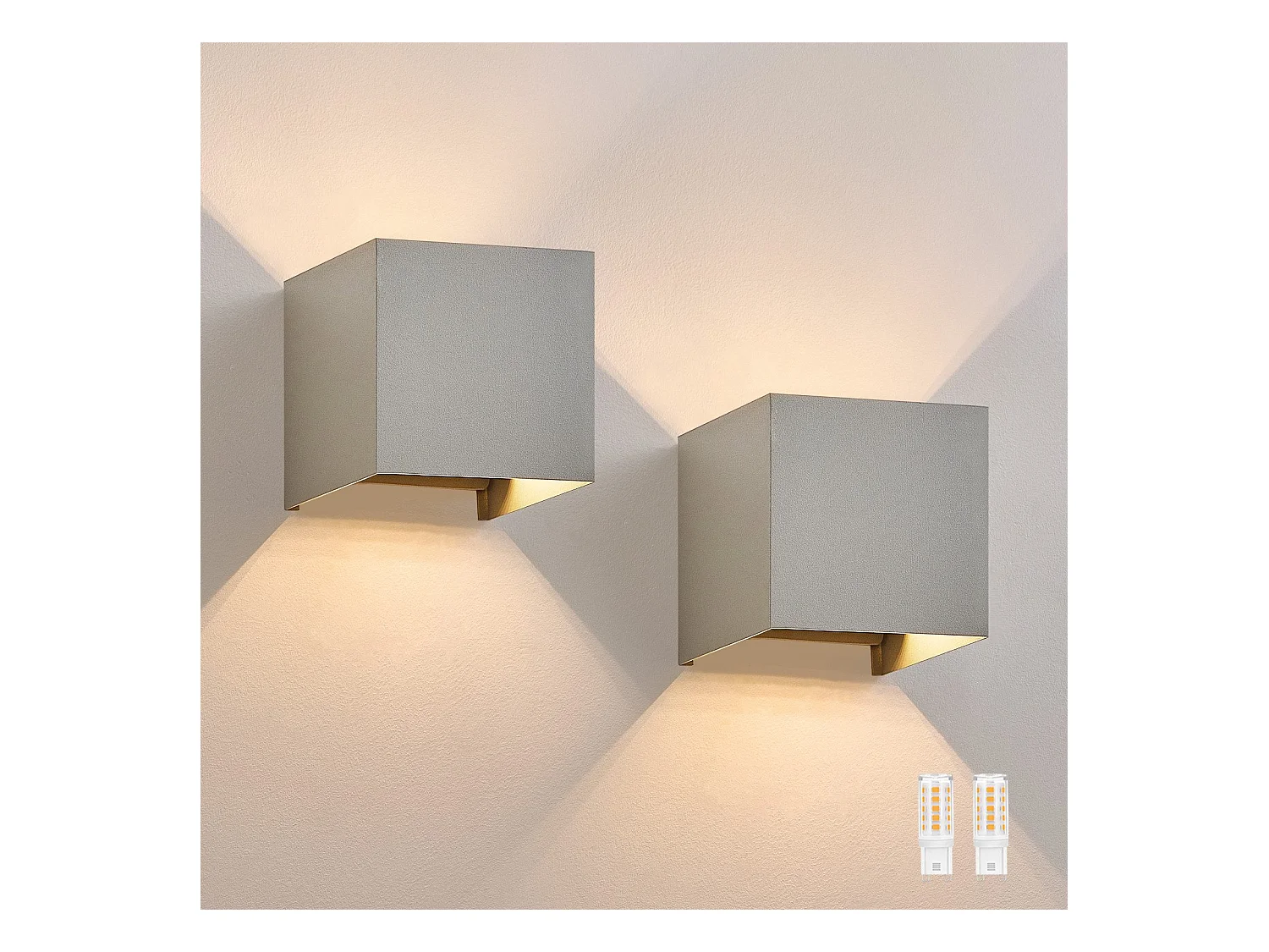 NETTLIFE Set de 2 Lampes Murales LED Ext, Blanc Chaud IP65, Anthracite, pour Maison, Cage d’Escalier