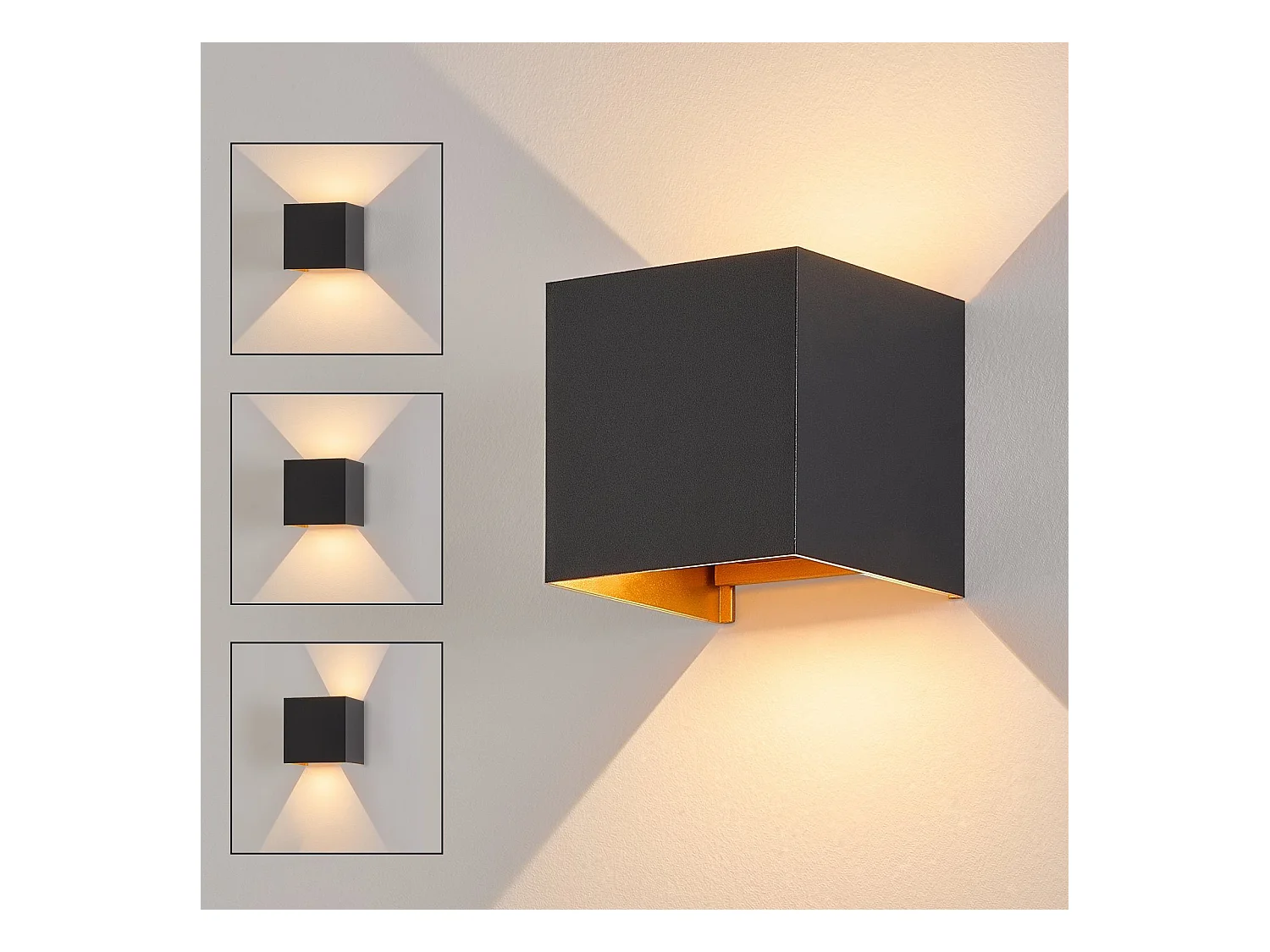 NETTLIFE LED Applique Noire - Extérieur/Intérieure Lampe Murale 5W  ，double faisceau réglable étanche IP65 230V 3000K