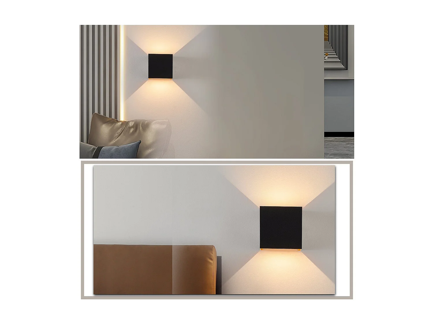 NETTLIFE LED Applique Noire - Extérieur/Intérieure Lampe Murale 5W  ，double faisceau réglable étanche IP65 230V 3000K