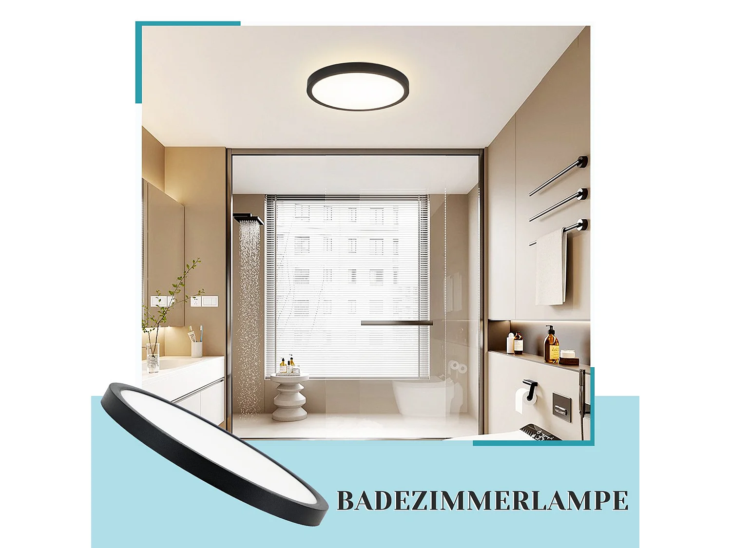 NETTLIFE Plafonnier LED plat 18 cm - 15 W, Noir, 4000 K - Éclairage moderne cuisine, couloir, chambre