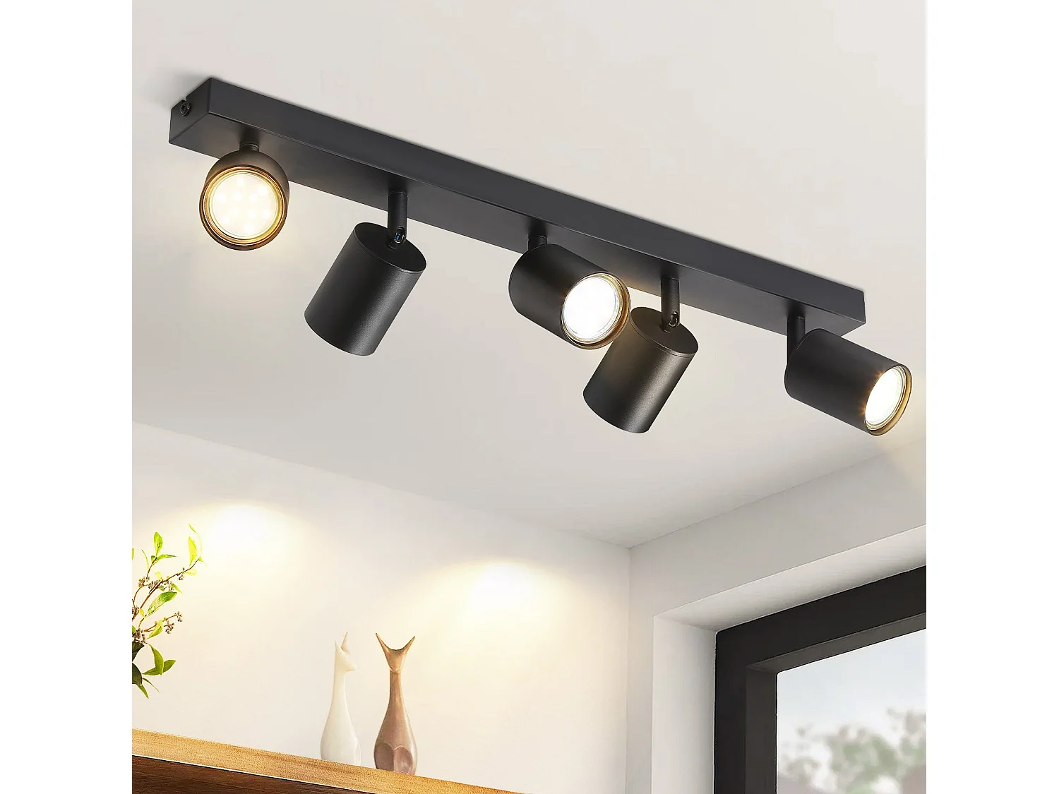 NETTLIFE Czarne reflektory sufitowe LED GU10 z możliwością regulacji 350°, nowoczesne do przedpokoju, salonu, sypialni, bez żarówki