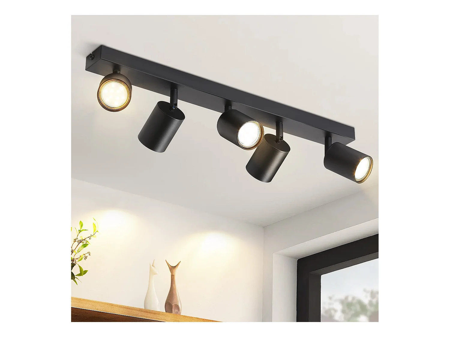 NETTLIFE Spots de plafond LED noir GU10 orientables à 350°, modernes pour couloir salon chambre sans ampoule