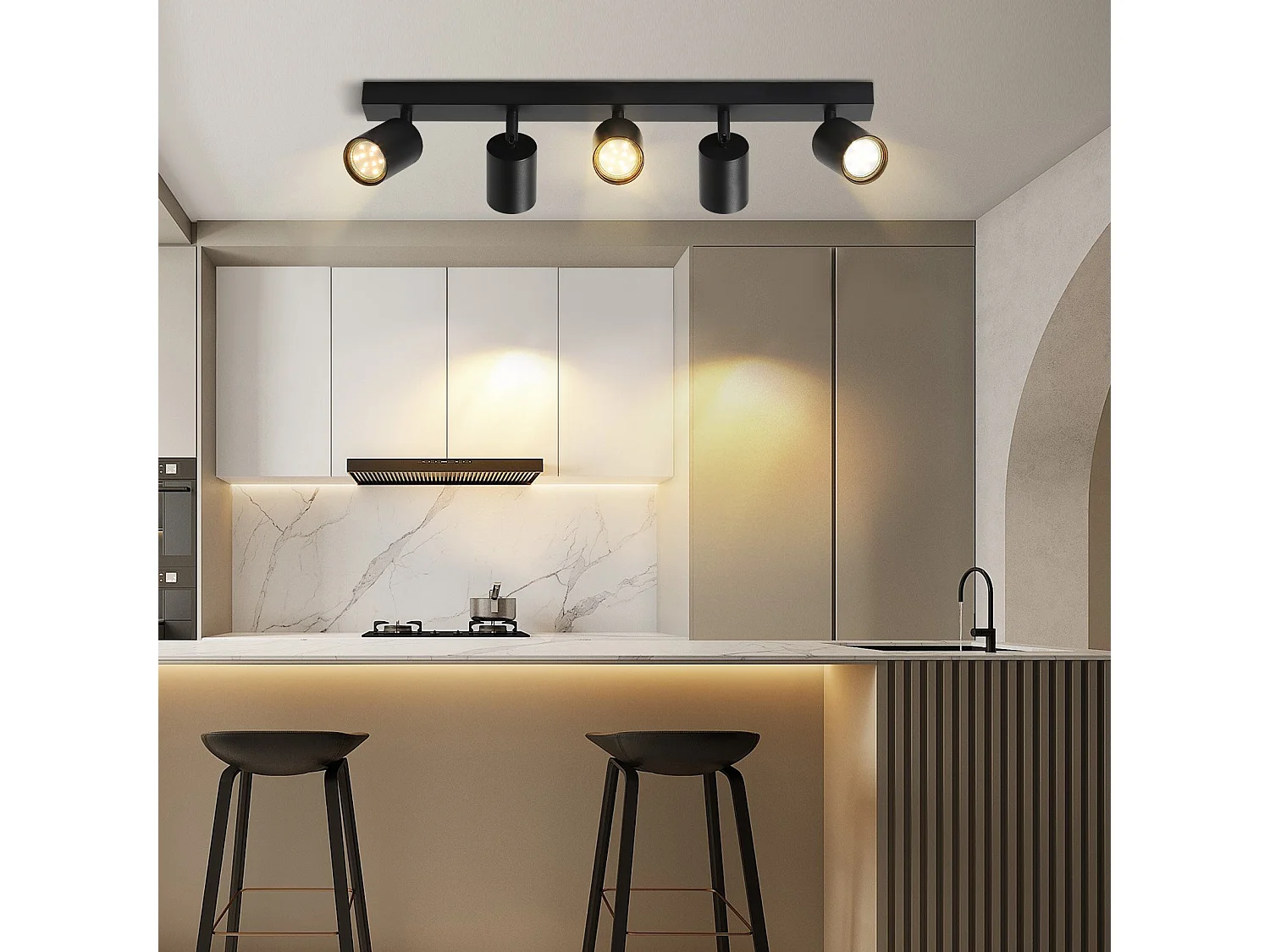 NETTLIFE Spots de plafond LED noir GU10 orientables à 350°, modernes pour couloir salon chambre sans ampoule