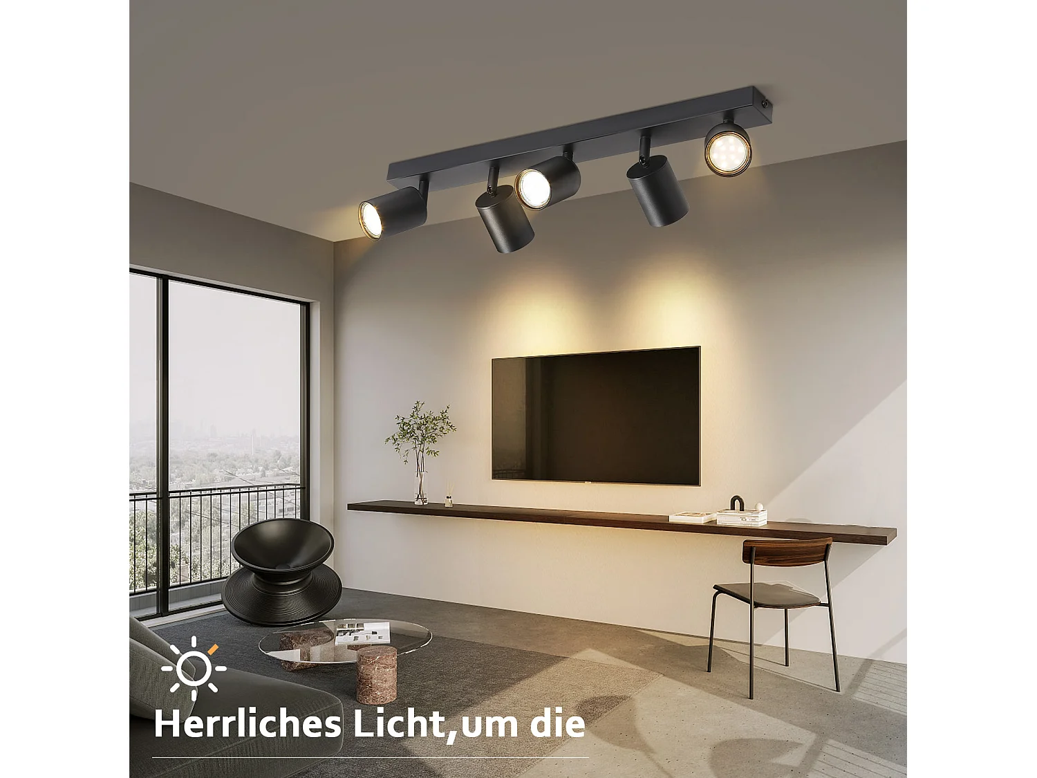 NETTLIFE Spots de plafond LED noir GU10 orientables à 350°, modernes pour couloir salon chambre sans ampoule