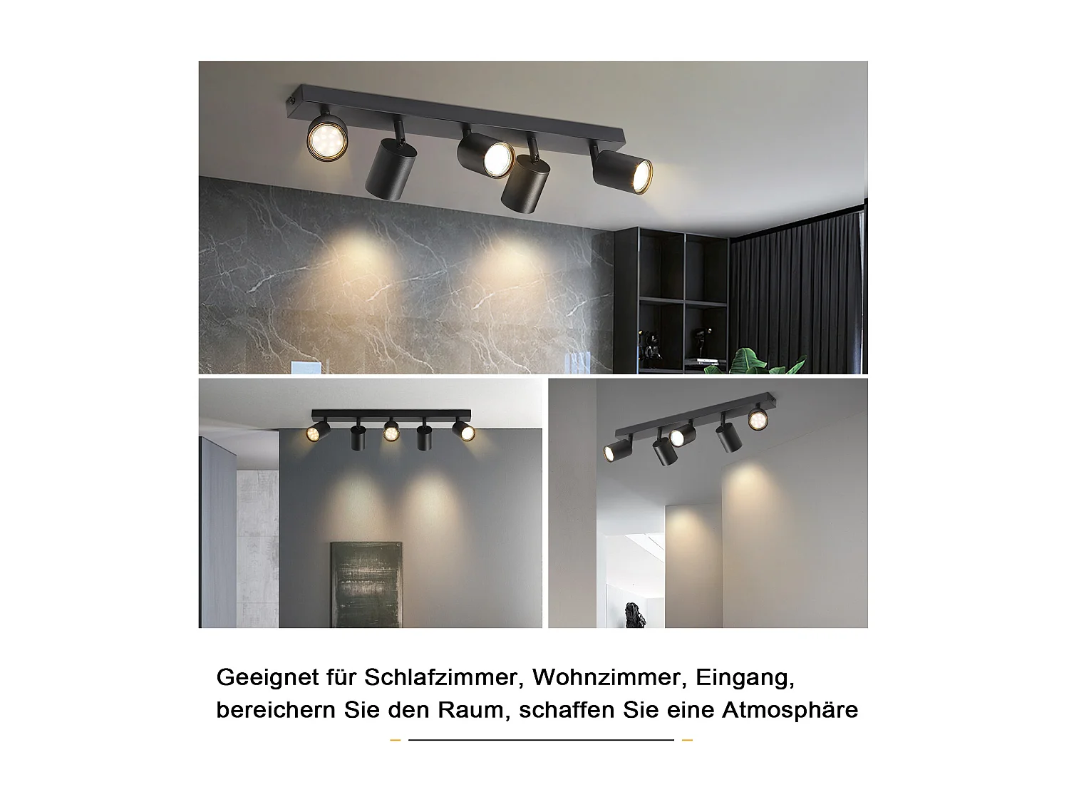 NETTLIFE Spots de plafond LED noir GU10 orientables à 350°, modernes pour couloir salon chambre sans ampoule