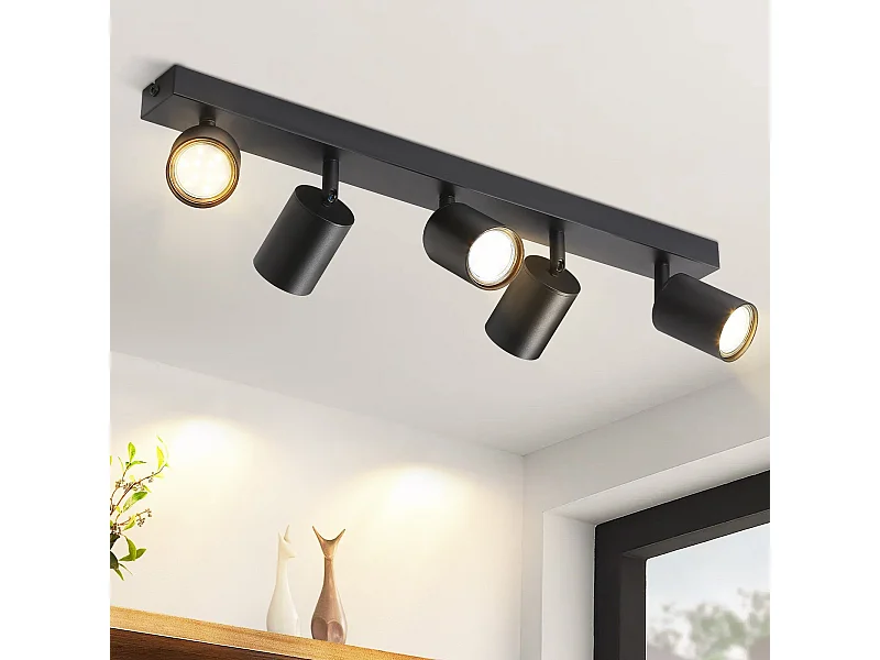 NETTLIFE Spots de plafond LED noir GU10 orientables à 350°, modernes pour couloir salon chambre sans ampoule