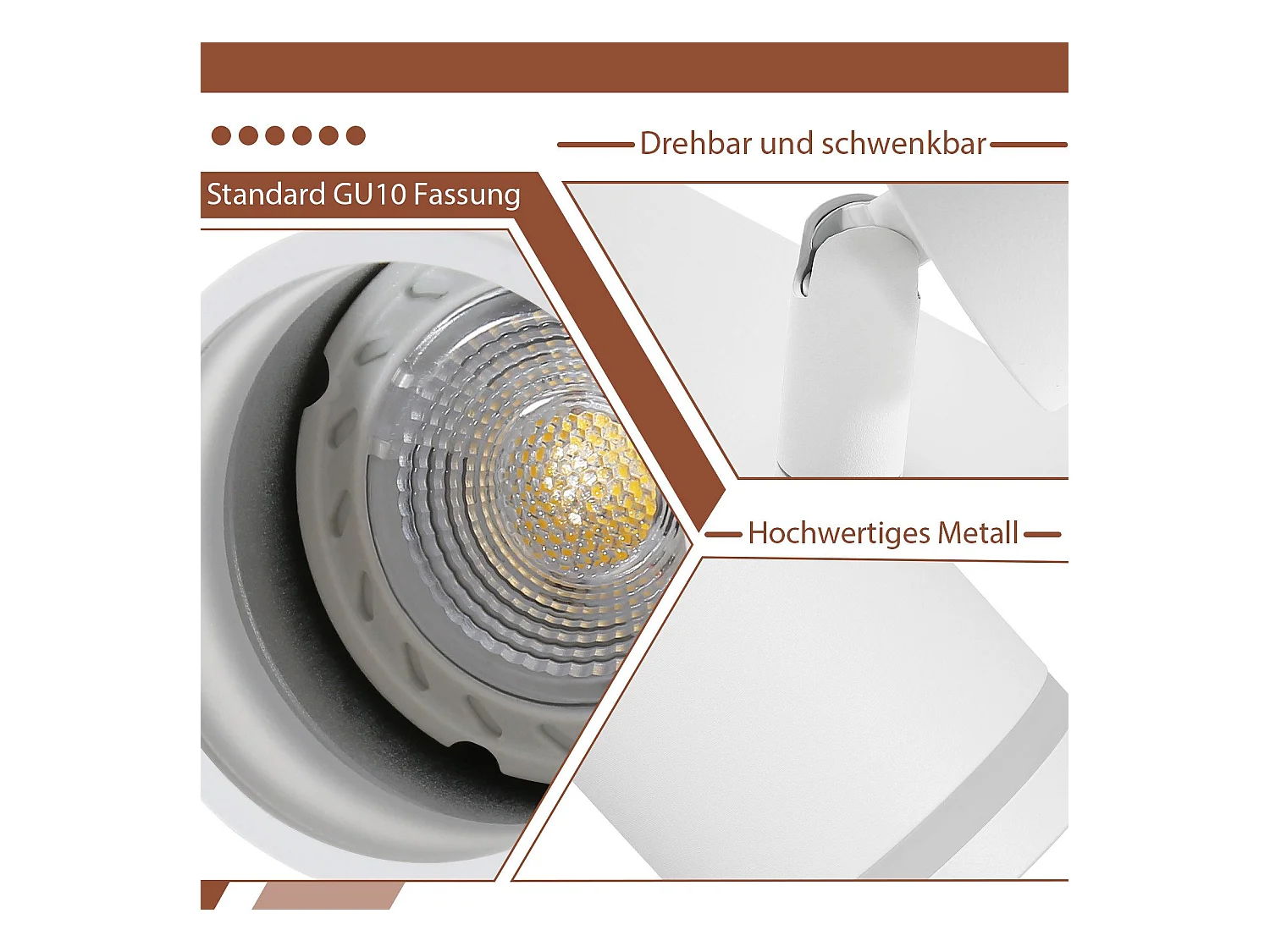 NETTLIFE Plafonnier LED 2 flamme - Blanc Plafonnier GU10 Spot pivotant Applique murale en bois Spot mural pour salon chambre  Sans ampoule