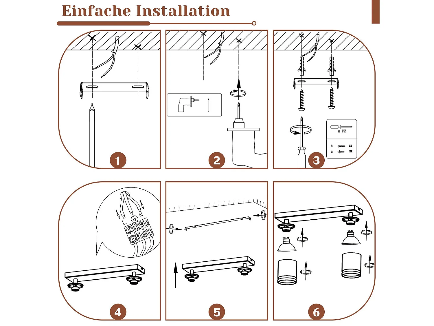 NETTLIFE Plafonnier LED 2 flamme - Blanc Plafonnier GU10 Spot pivotant Applique murale en bois Spot mural pour salon chambre  Sans ampoule