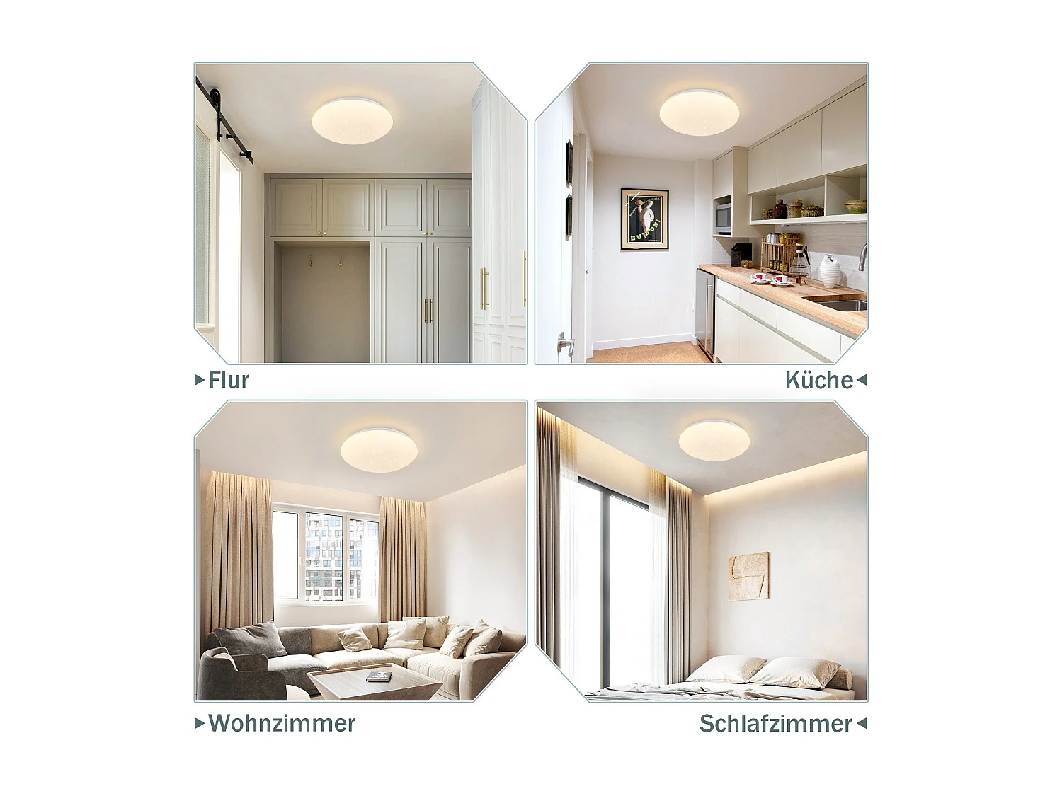 NETTLIFE 2 x Plafonnier LED Chambre - Cuisine 5W 3000K Ø 16,5 cm, Blanc Chaud, Couloir, Chambre Enfant