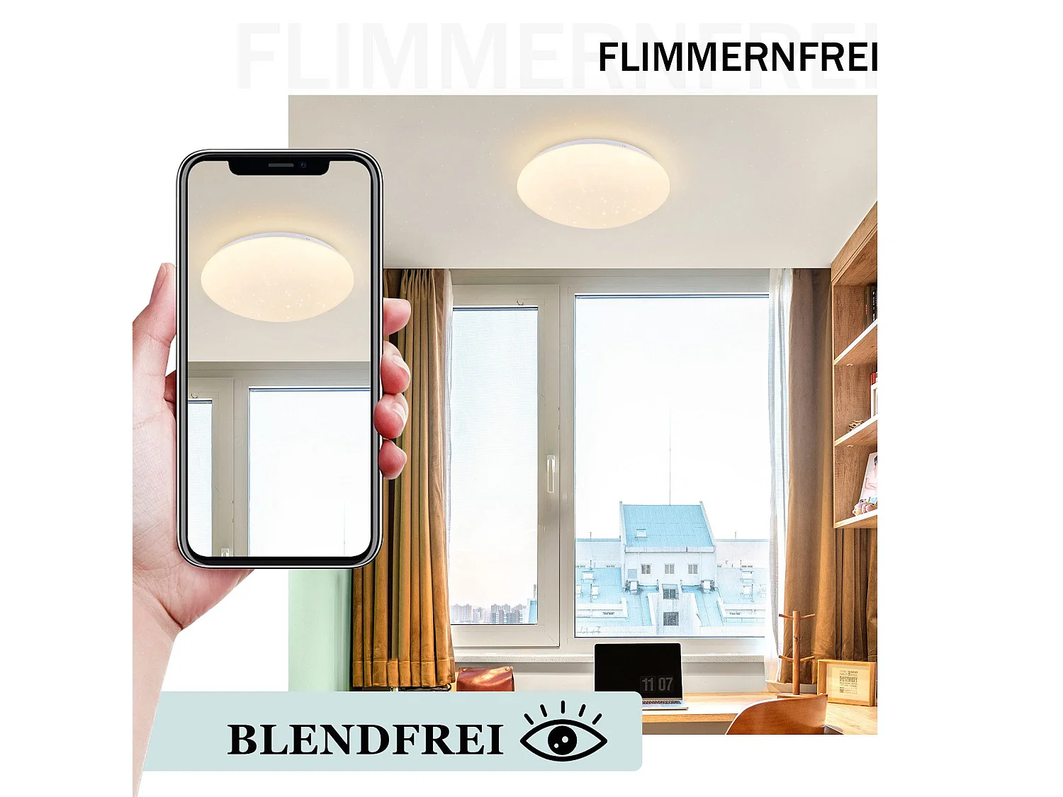 NETTLIFE Zweiter LED - Deckenleuchte für Schlafzimmer - Küche, 5W, 3000K, Ø 16,5 cm, warmweiß, Flur, Kinderzimmer