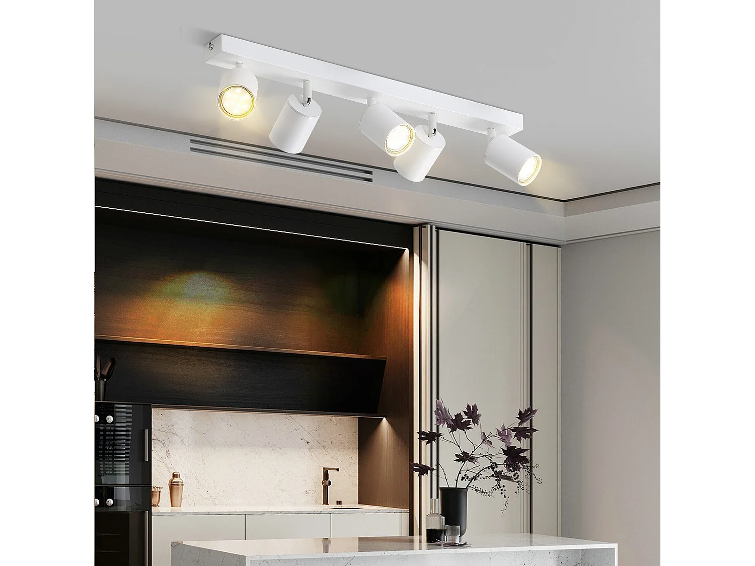 NETTLIFE 5 spots de plafond LED blanc GU10 flamme 330° pivotants lampe moderne et murale industrielle pour salon chambre cuisine sans ampoule